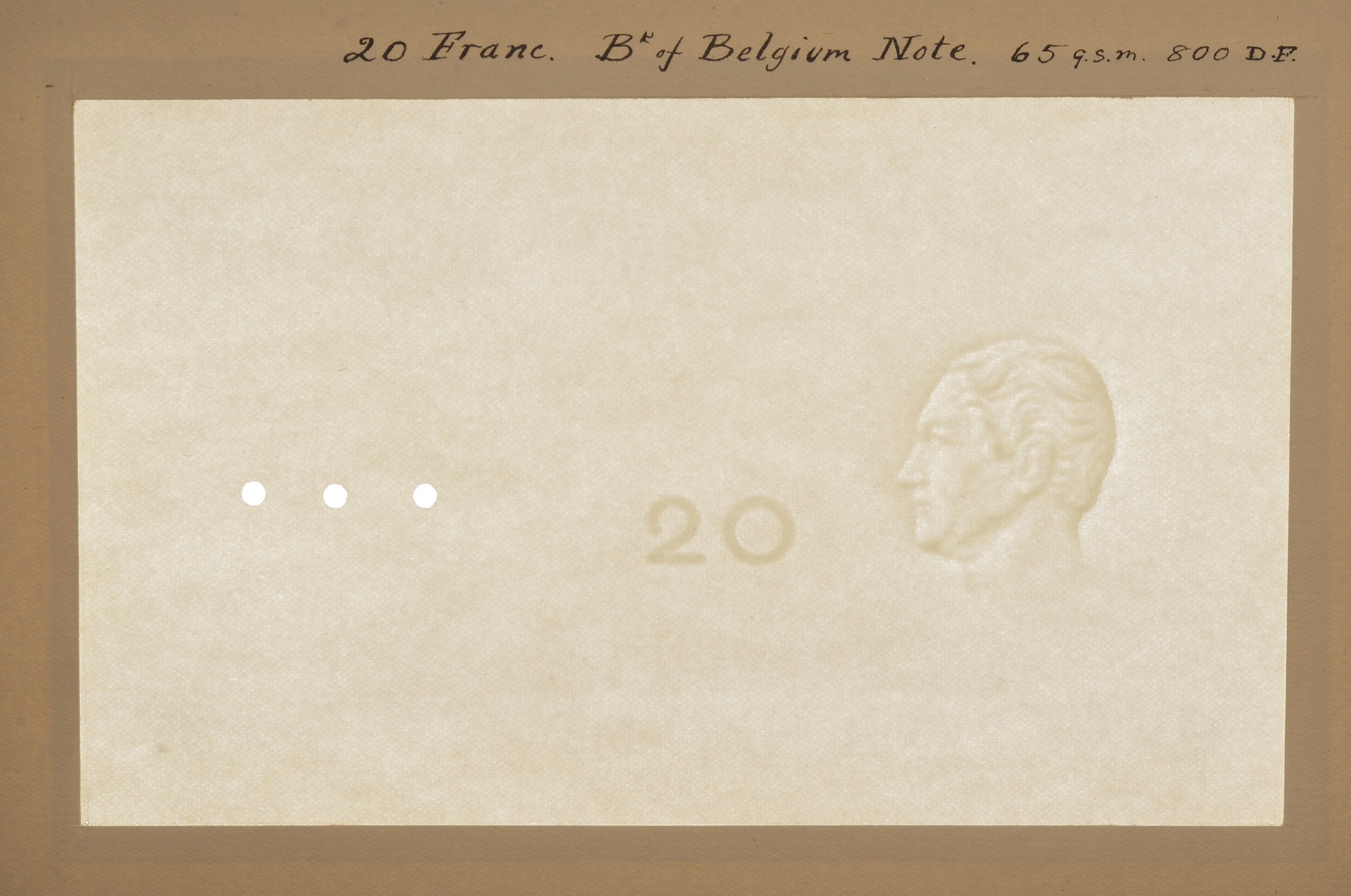 Banque Nationale de Belgique, watermarked papers for 5 Francs (3), 1922-38, 20 Francs (3),... - Image 2 of 5