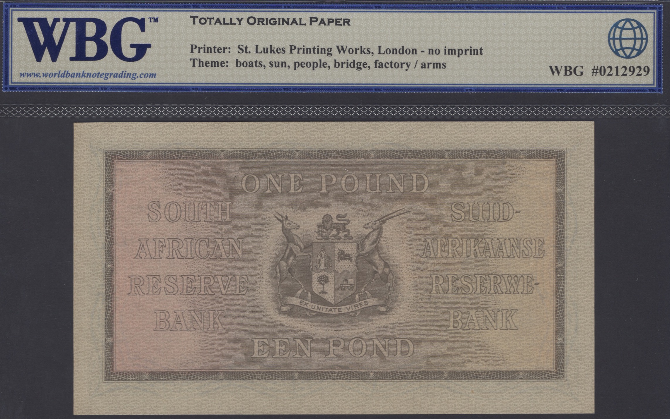 South African Reserve Bank, Â£1, 12 November 1946, serial number A/164 967486, de Kock... - Bild 2 aus 2