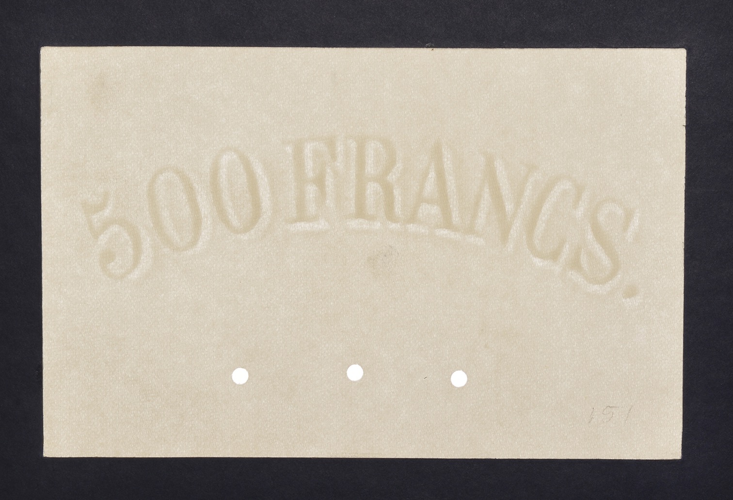 Banque Nationale de Belgique, watermarked paper for 500 Francs (6), issue of 1910-25, glued... - Bild 6 aus 6