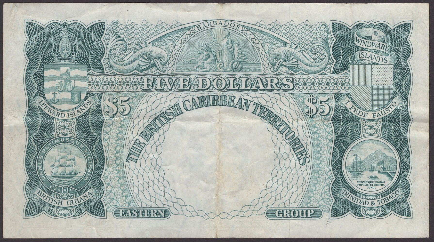 British Caribbean Territories, $5, 3 January 1956, serial number D2-597007, Burrowes,... - Image 2 of 2