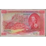 Government of Seychelles, 100 Rupees, 1 January 1968, serial number A/1 013485,...