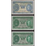 Government of Hong Kong, $1 (4), no date or 1 January 1952, prefixes V/1, blue and L/5, N/5...
