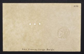 Banque Centrale du Congo Belge et du Ruanda-Urundi, watermarked paper for 500 and 1000...