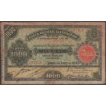 Banco Nacional Ultramarino, Mozambique, 1000 Reis, 1 March 1909, serial number 217124,...