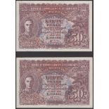 Board of Commissioners of Currency Malaya, 50 Cents (2), 1 July 1941, serial numbers A/25...