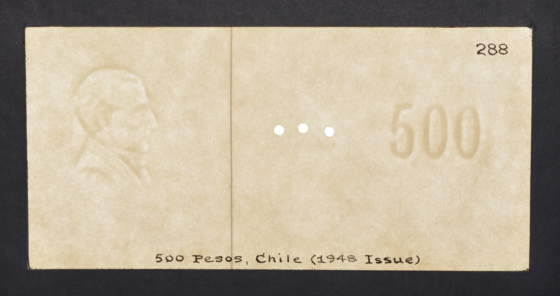Banco Central de Chile, watermarked paper for the 500, 1000, 5000, and 10000 Pesos, issue... - Image 2 of 5