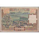 Tresor Public, French Somaliland, 5000 Francs, ND (1952), serial number H.11 254, original...