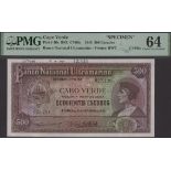 Banco Nacional Ultramarino, Cape Verde, printers archival specimen 500 Escudos, 16 November...