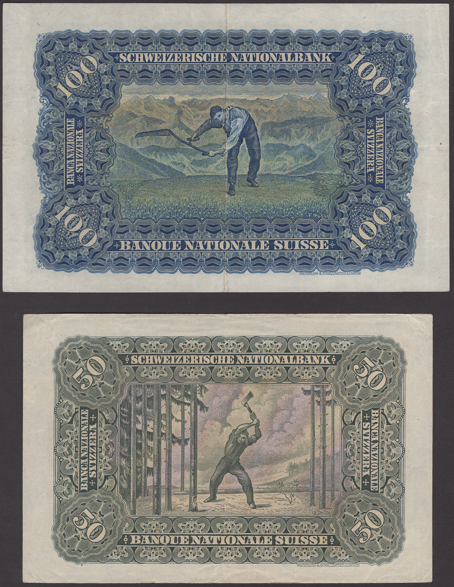 Schweizerische Nationalbank, 5 Francs, 28 March 1952, serial number 54C 088837, 20 Francs,... - Bild 2 aus 4