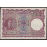 Government of Ceylon, 50 Rupees, 24 June 1945, serial number K/9 10894, Goonetilleke and...