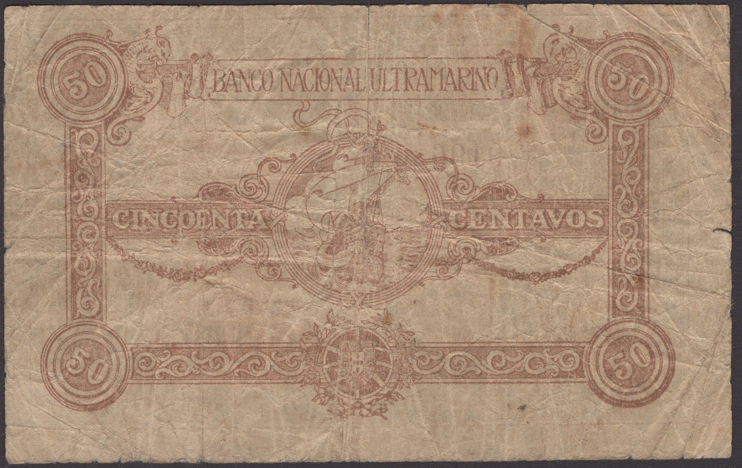 Banco Nacional Ultramarino, Cape Verde, 50 Centavos, 1 January 1920, serial number 919636*,... - Bild 2 aus 2