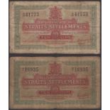 Government of the Straits Settlements, 10 Cents (2), 14 October 1919, serial numbers B/3...
