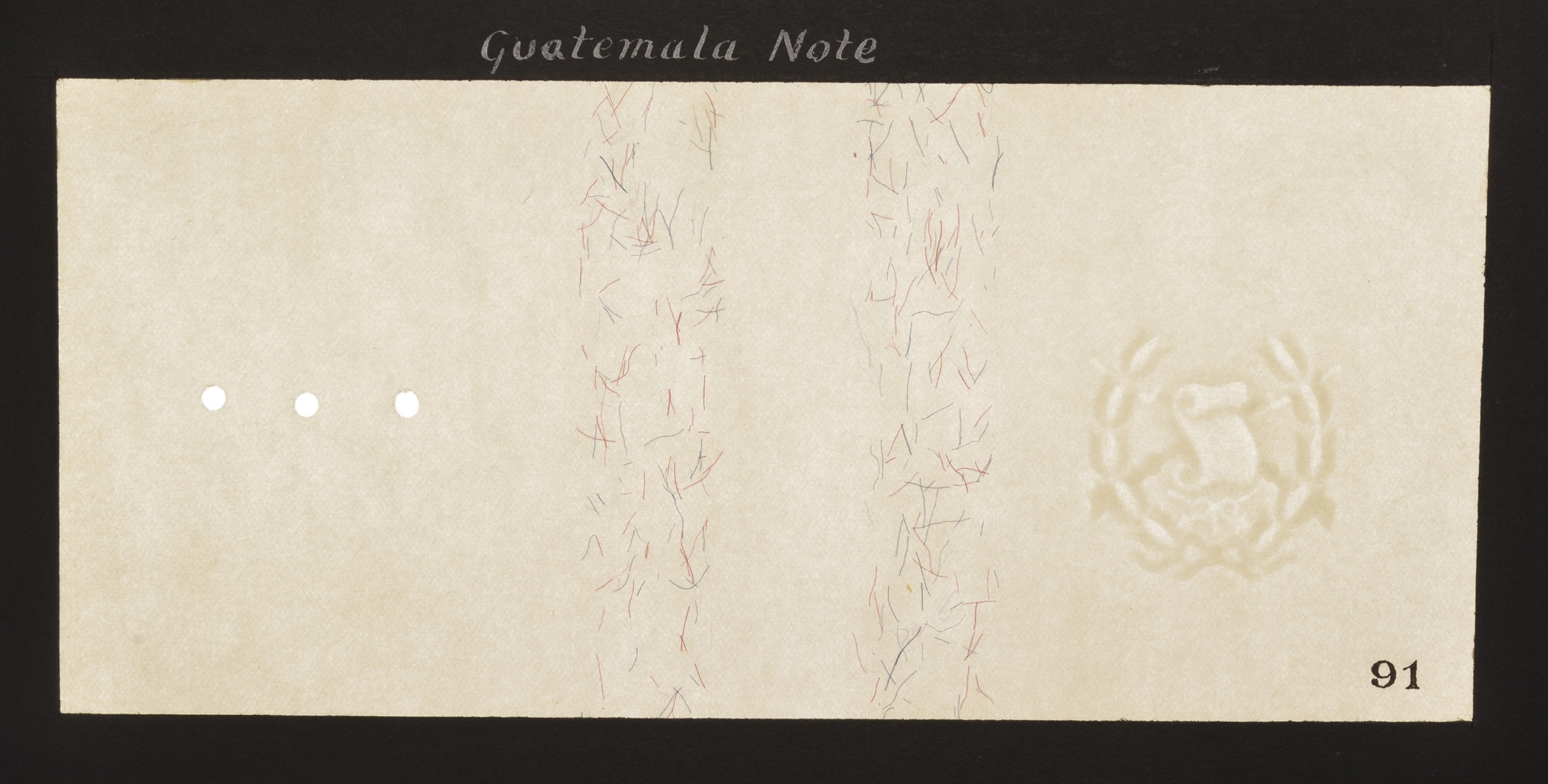 Banco Central de Guatemala, watermarked papers (3) as used on the series of 1926 and 1928,...
