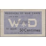 Prisoner of War Camps, France, 50 Centimes, ND (1944-45), serial number 002395, stains on...