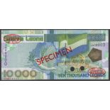 Bank of Sierra Leone, specimen 10,000 Leones, 4 August 2004, serial number J000000, red...