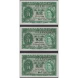 Government of Hong Kong, $1 (5), 1 July 1952, prefix L/6, (2 consecutive), also 1 July...