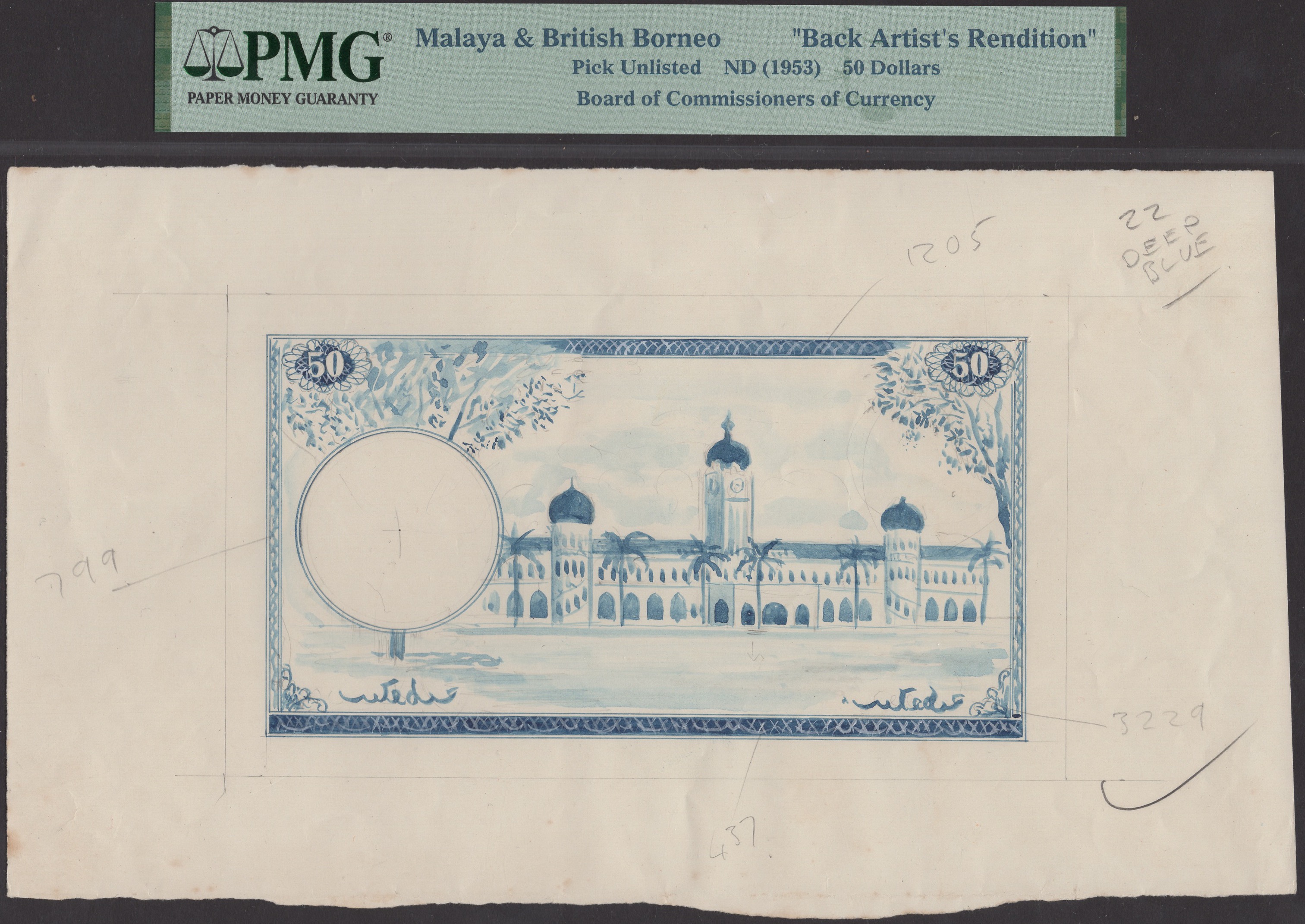 Board of Commissioners of Currency Malaya and British Borneo, hand painted obverse and... - Image 3 of 4