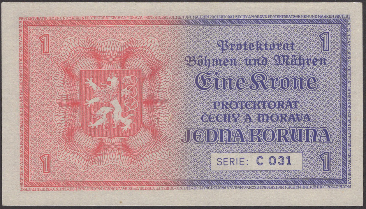 Bohemia and Moravia, Protektorat, 1 Kronura, 1940, serie B 048, C031, D 072, 5 Krorun,... - Image 3 of 3