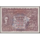 Board of Commissioners of Currency Malaya, 50 Cents, 1 July 1941, serial number A/25...