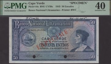 Banco Nacional Ultramarino, Cape Verde, specimen 50 Escudos, 16 November 1945, no serial...