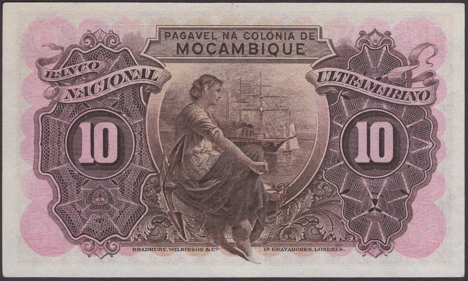 Banco Nacional Ultramarino, Mozambique, 10 Escudos, 15 April 1943, serial number 097268,... - Image 2 of 2