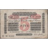 Government of India, 5 Rupees, 27 December 1918, serial number GC/27 363109, Gubbay...