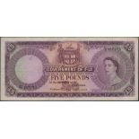 Government of Fiji, Â£5, 1 October 1960, serial number C/1 167776, Bevington, Griffiths and...