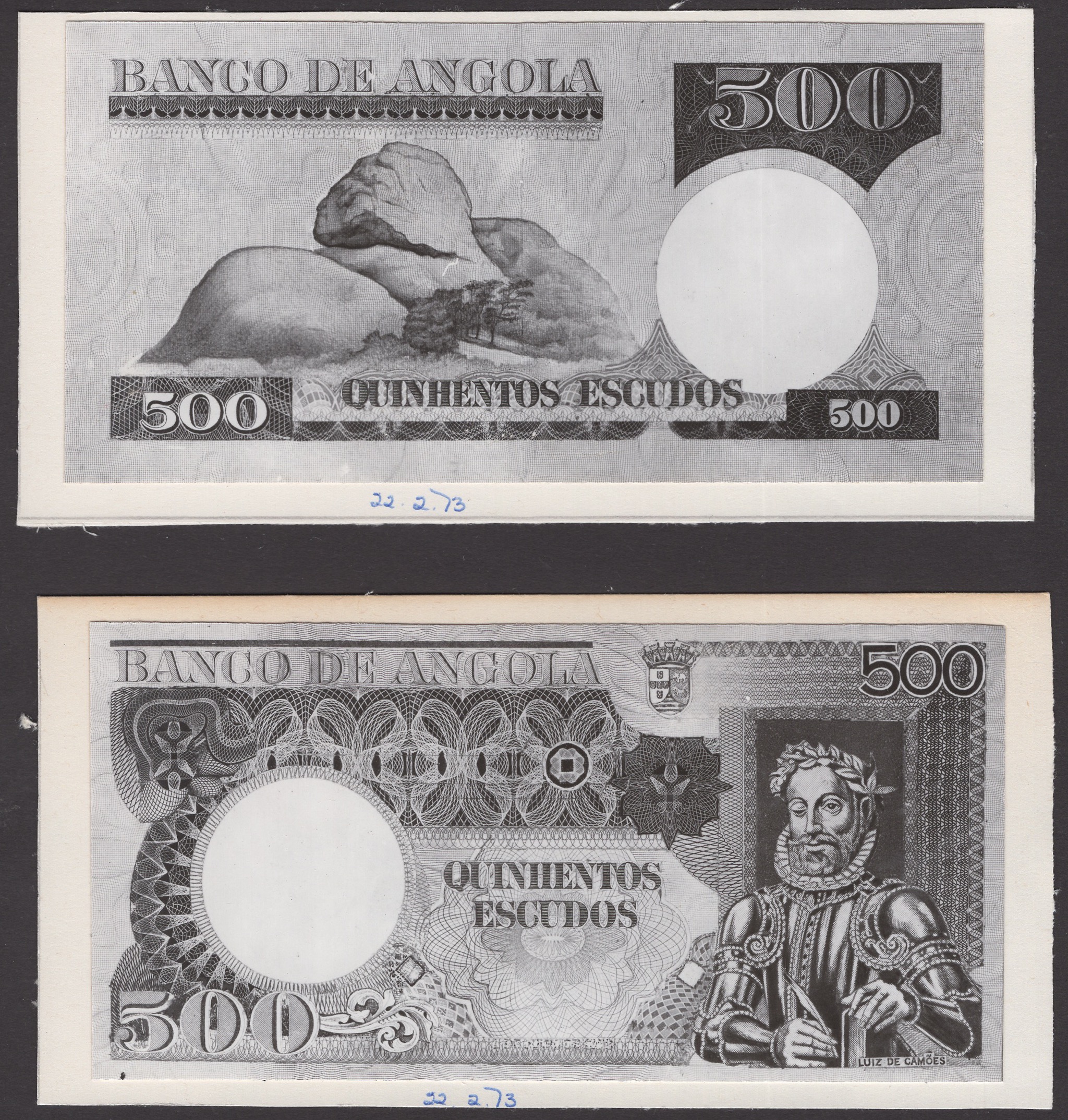 Banco de Angola, a group of archival photographs showing obverse (3) and reverse (2)... - Image 3 of 4