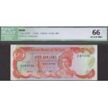 Central Bank of Belize, $5, 1 January 1989, serial number J/5 477102, Slusher, Arnold and...