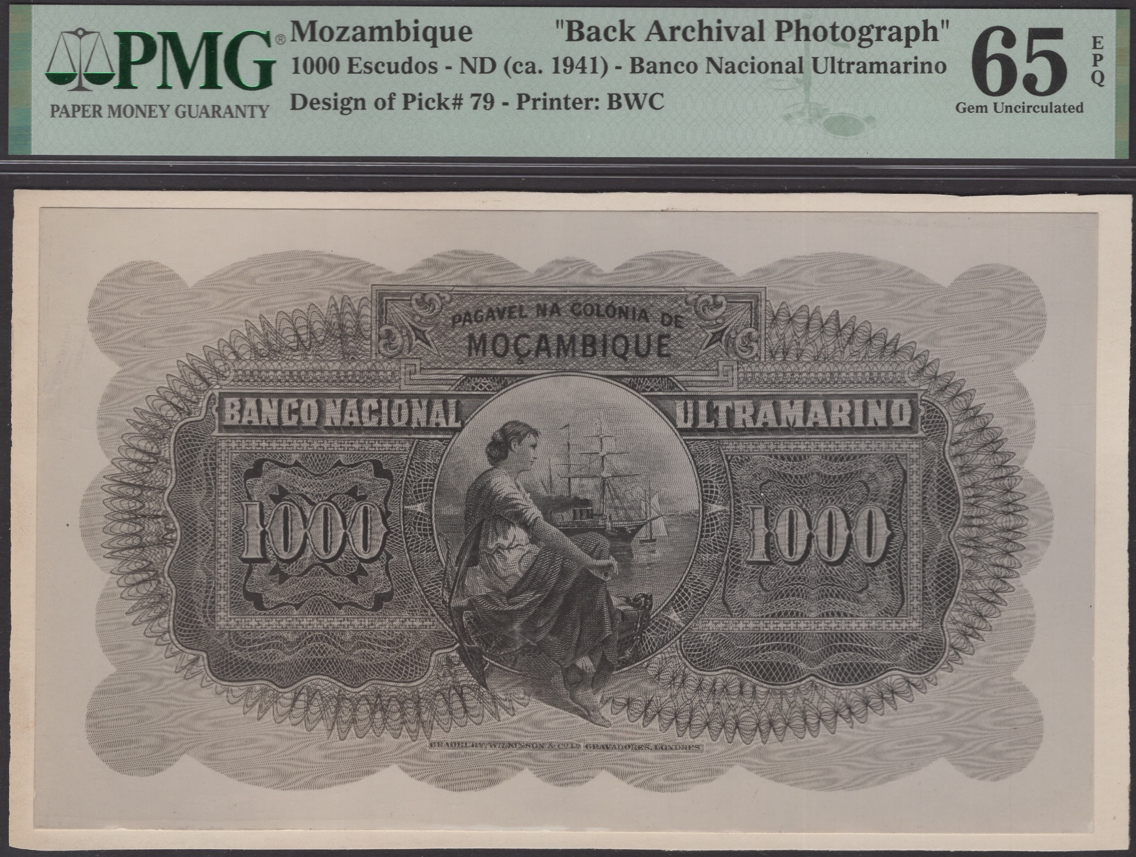 Banco Nacional Ultramarino, Mozambique, obverse (1) and reverse (2) archival photographs...