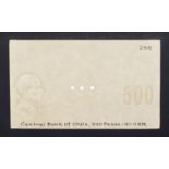 Banco Central de Chile, watermarked paper for the 500 Pesos (3), issue of 1947, glued into...
