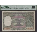 Reserve Bank of India, 100 Rupees, Lahore, ND (1937), serial number A/32 697965, Taylor...