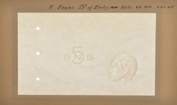 Banque Nationale de Belgique, watermarked papers for 5 Francs (3), 1922-38, 20 Francs (3),...