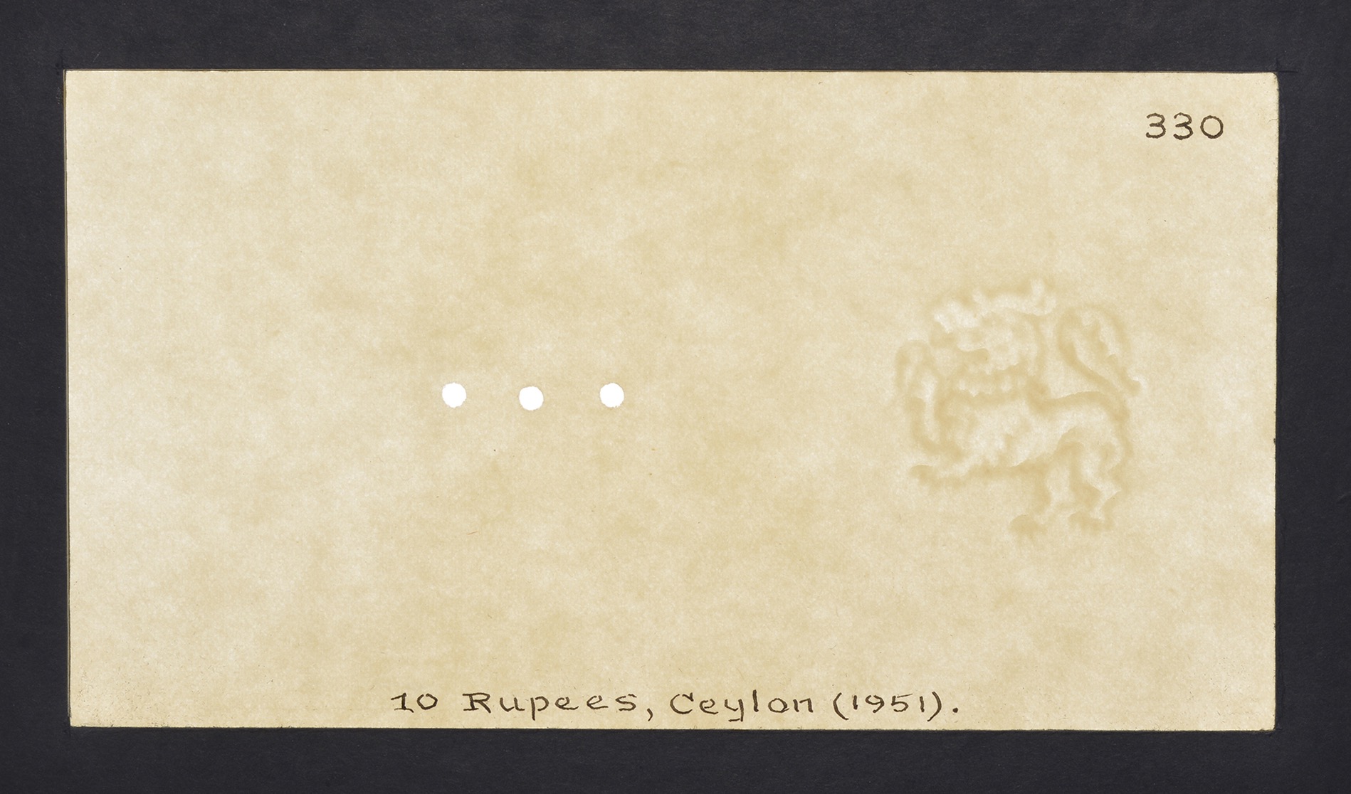 Central Bank of Ceylon, watermarked papers for 1, 2, 5, 10, 50 and 100 Rupees, intended for... - Bild 5 aus 6