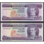 Central Bank of Barbados, $20, ND (1973), serial number D1 000591, Blackman signature, also...