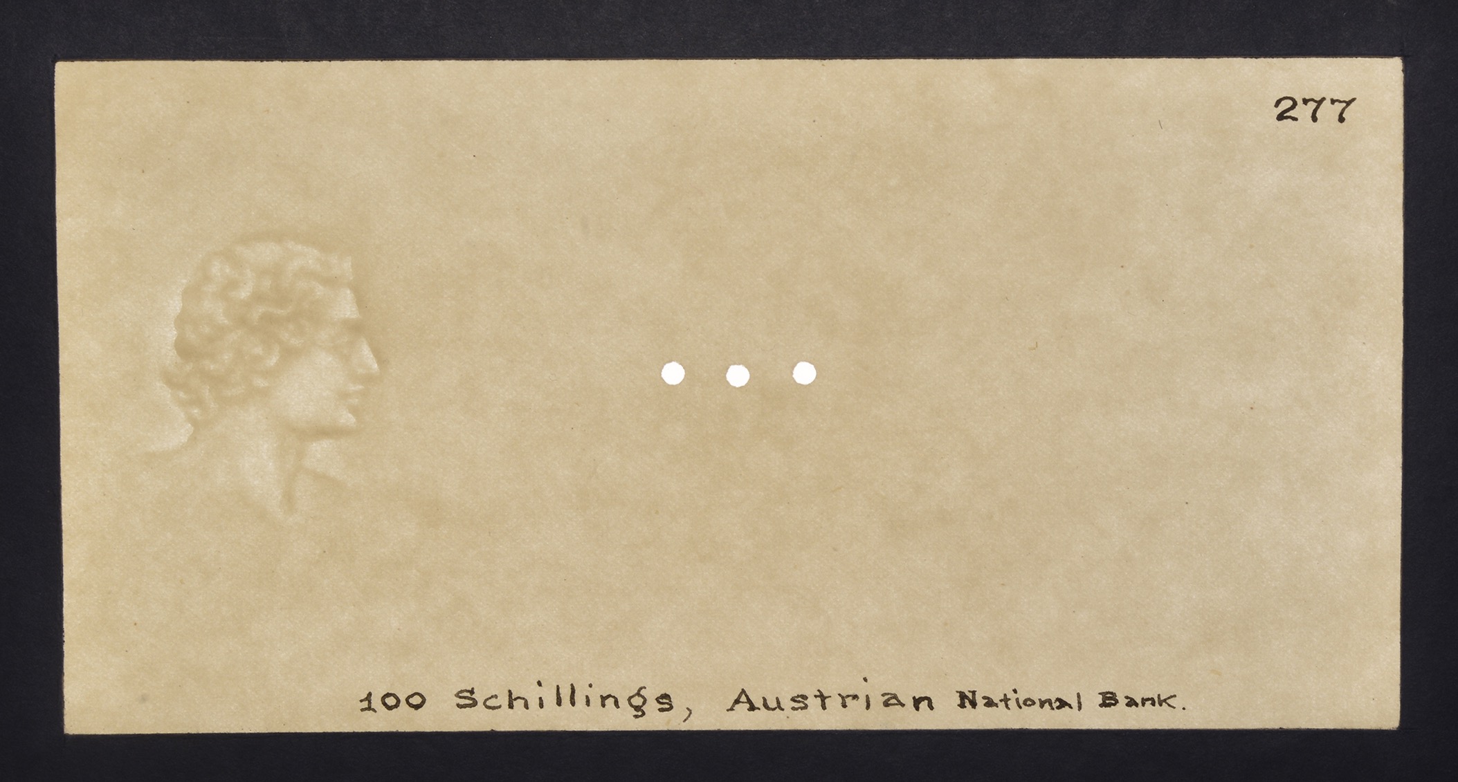 Osterreichsche Nationalbank, watermarked paper as used on the 100 Schilling (2), 2 January...