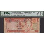 Reserve Bank of Fiji, replacement $5, ND (1995), serial number Z001200, in PMG holder 64...