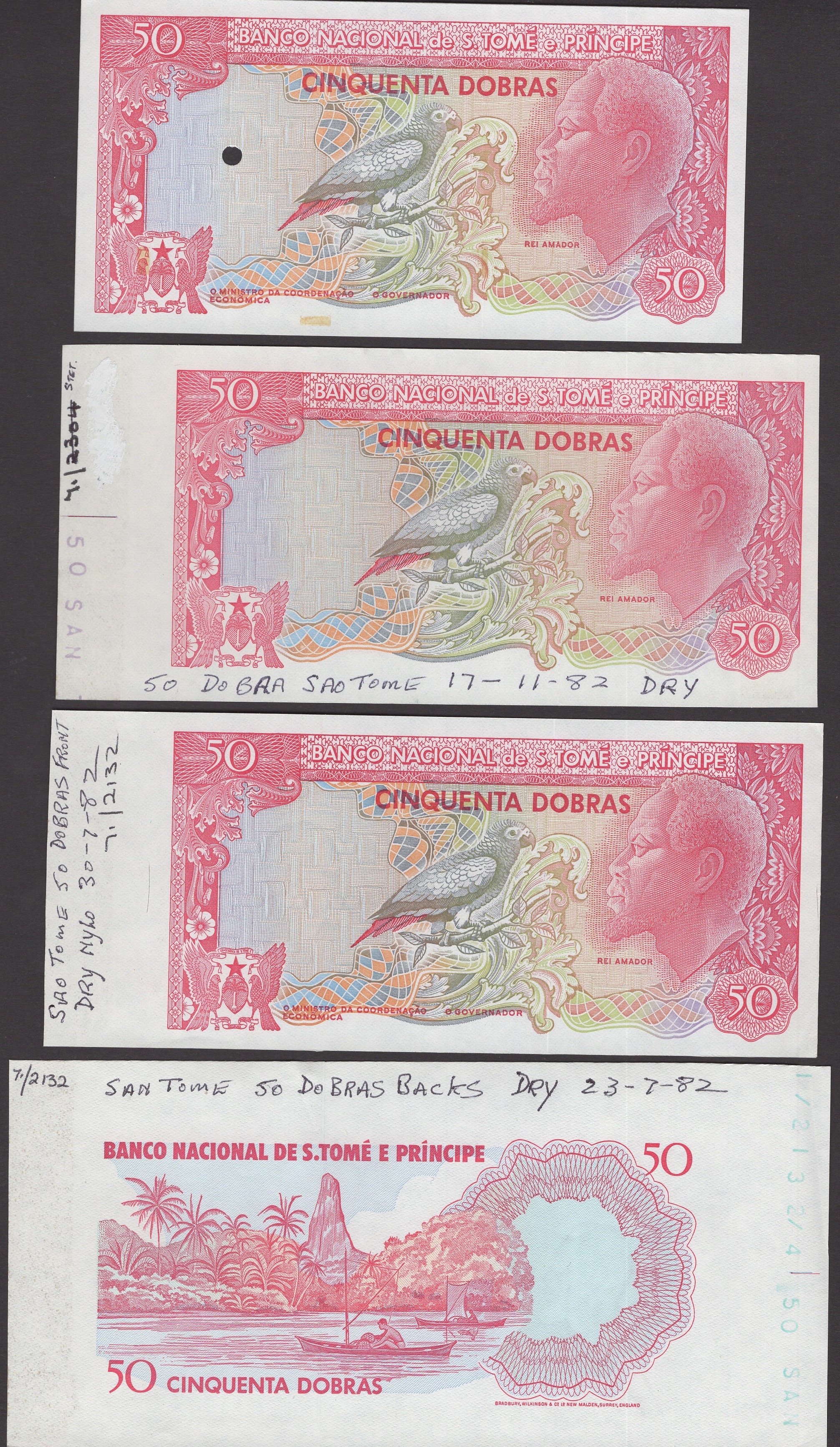 Banco Nacional de S.Tome e Principe, a group of proofs (8) for the updated 1982 issue of 50... - Bild 3 aus 4