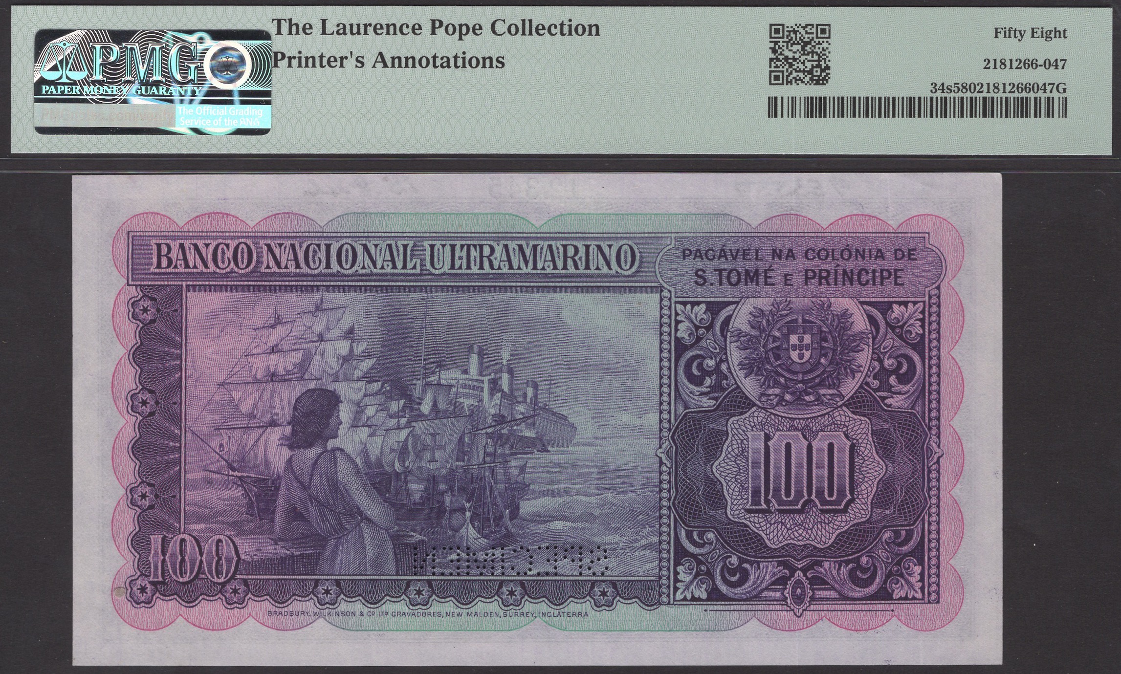Banco Nacional Ultramarino, St Thomas & Prince, printers archival specimens for 100 Escudos... - Image 4 of 4