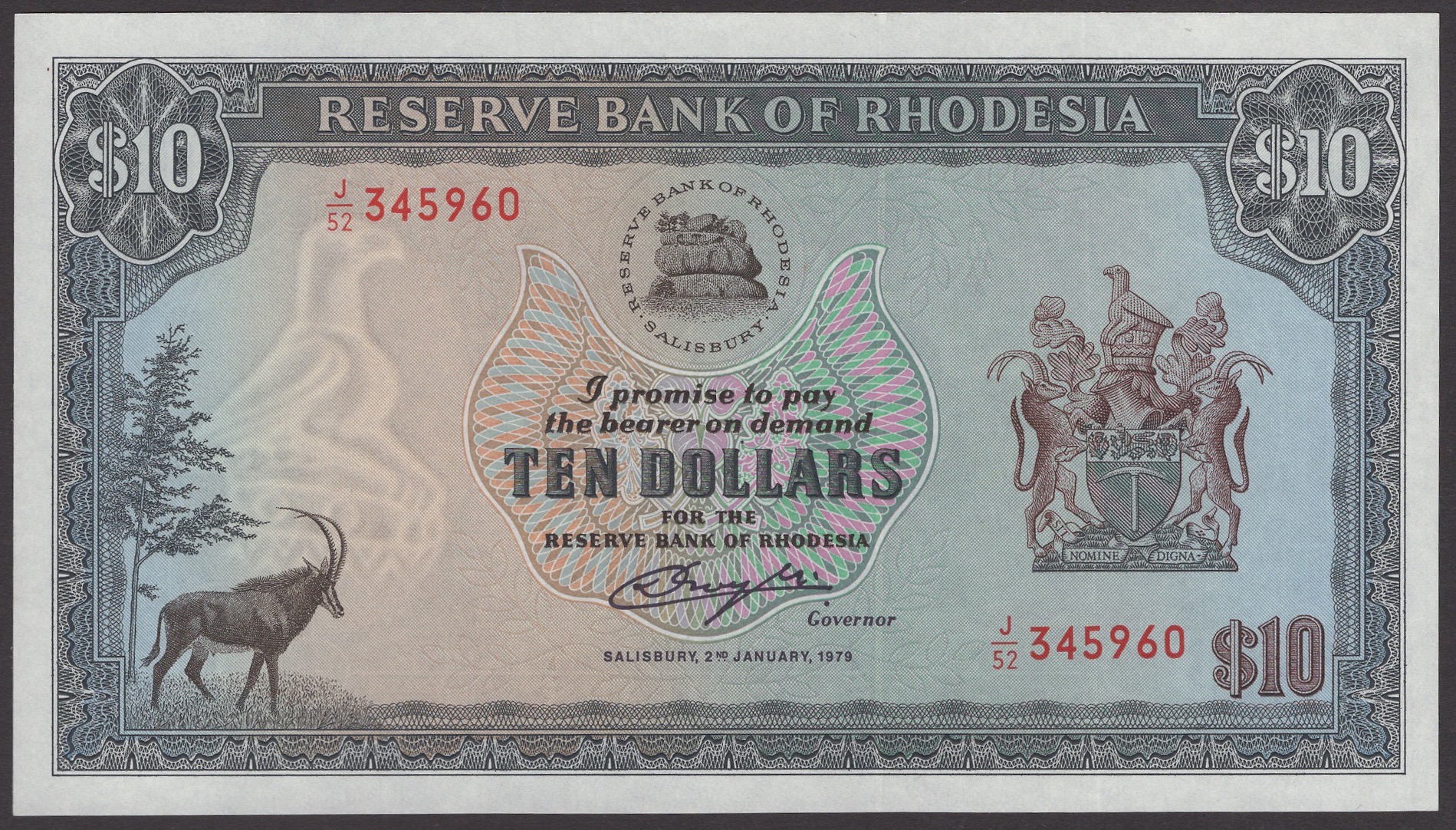 Reserve Bank of Rhodesia, $5, (6) 1 March 1976, 19 May 1978, and 20 October 1978 (4),... - Image 2 of 3