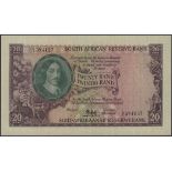South African Reserve Bank, 20 Rand, ND (1961), serial number D/1 394157, de Kock...