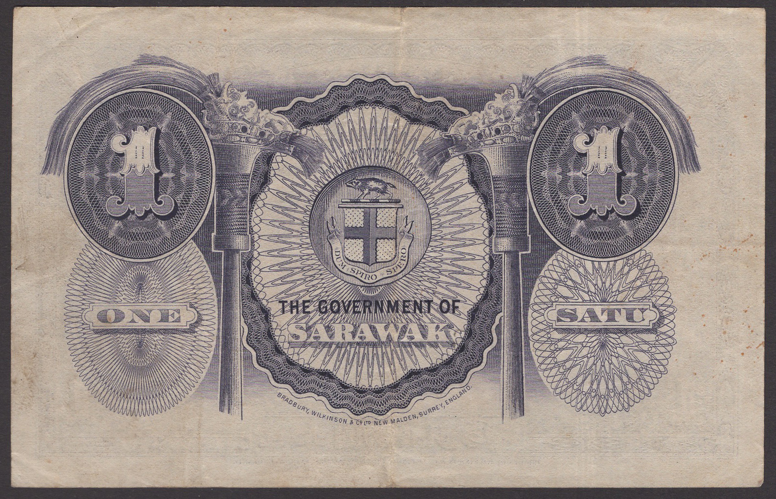 Government of Sarawak, $1, 1 July 1929, serial number A/2 927398, violet colour variety,... - Bild 2 aus 2