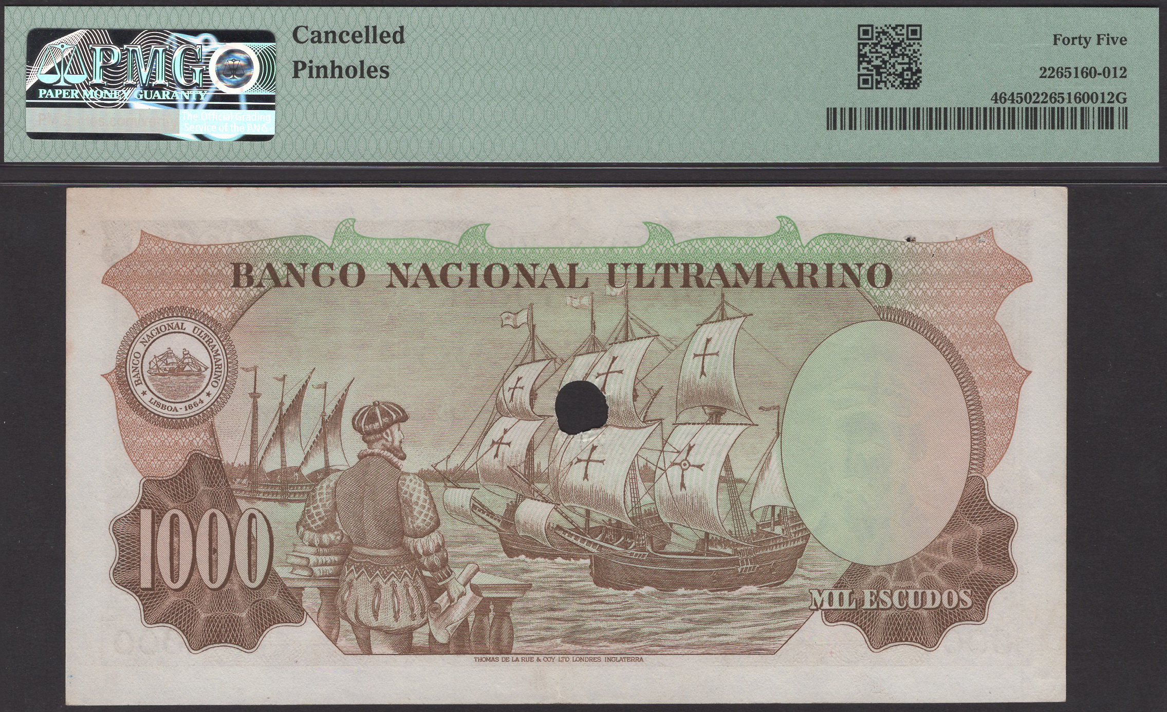 Banco Nacional Ultramarino, Portuguese India, 1000 Escudos, 2 January 1959, serial number... - Image 2 of 2