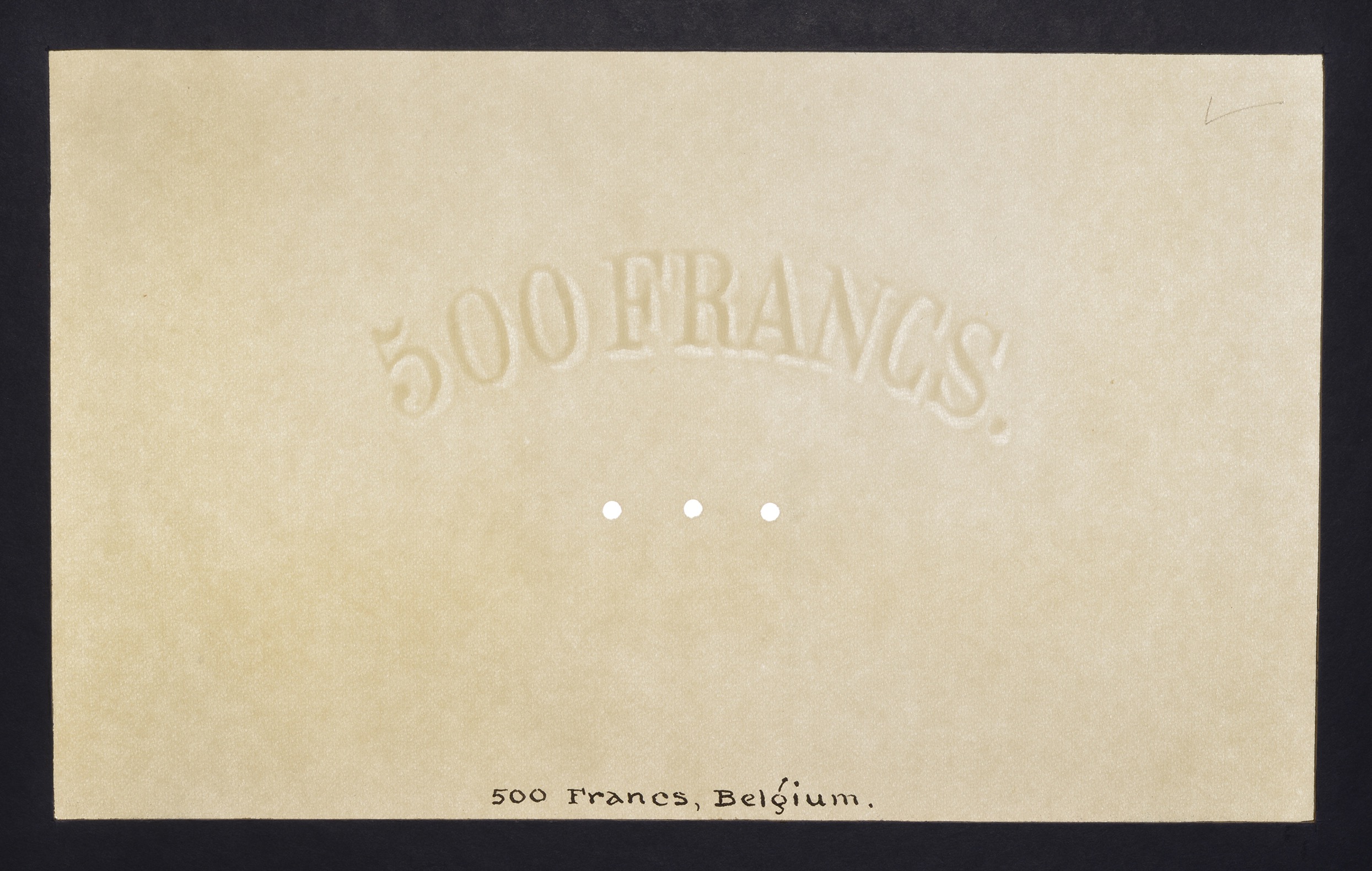 Banque Nationale de Belgique, watermarked paper for 500 Francs (5), issue of 1910-25, glued... - Image 5 of 5