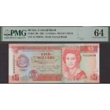 Central Bank of Belize, $5, 1 June 1991, serial number AC929858, in PMG holder 64, choice...