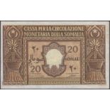 Cassa Per La Circolazione Monetaria Della Somalia, 20 Somali, 1950, serial number...