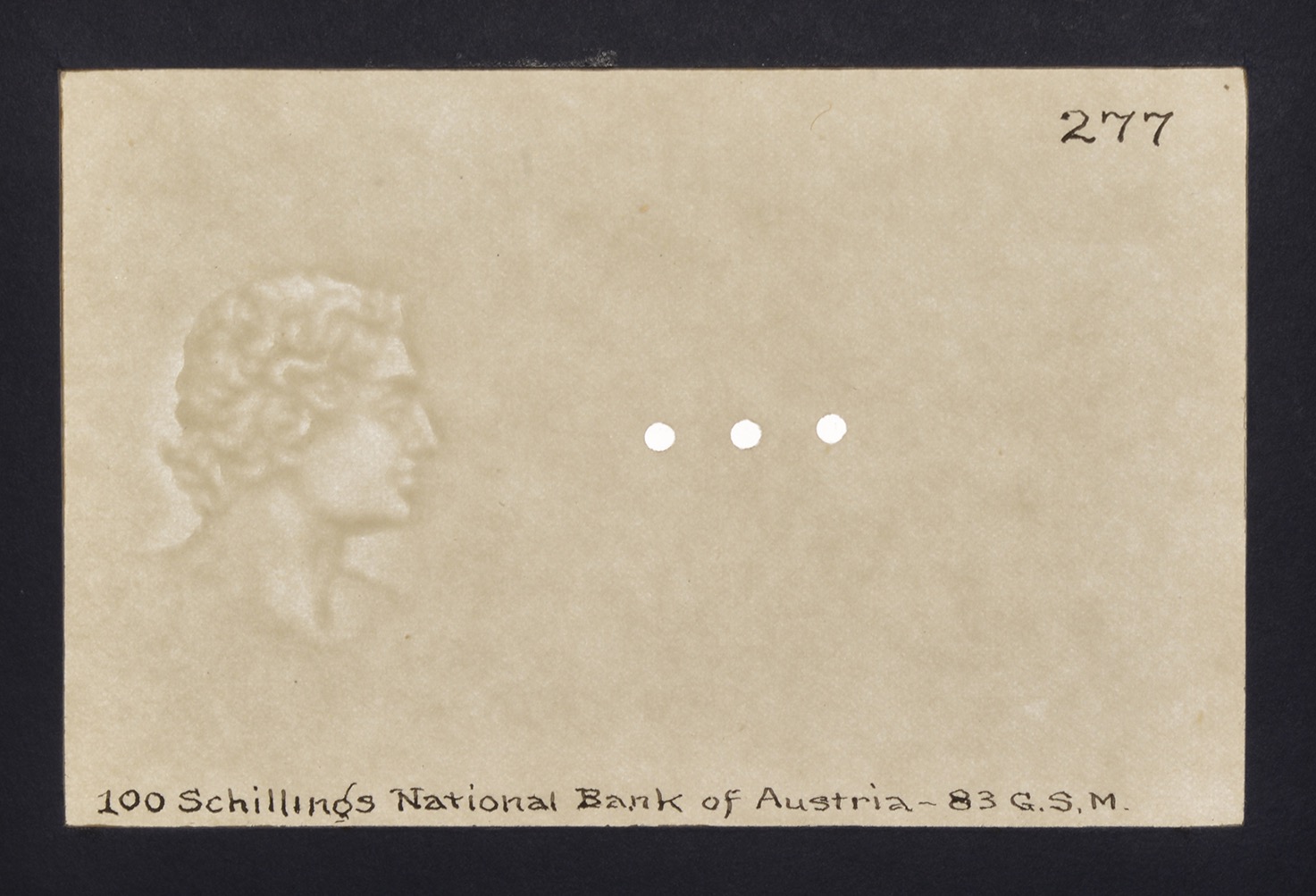 Osterreichsche Nationalbank, watermarked paper as used on the 100 Schilling, 2 January... - Bild 2 aus 4