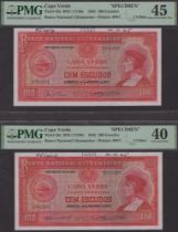 Banco Nacional Ultramarino, Cape Verde, printers archival specimen 100 Escudos (3), 16...