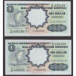 Board of Commissioners of Currency Malaya and British Borneo, $1 (2), 1 March 1959, serial...