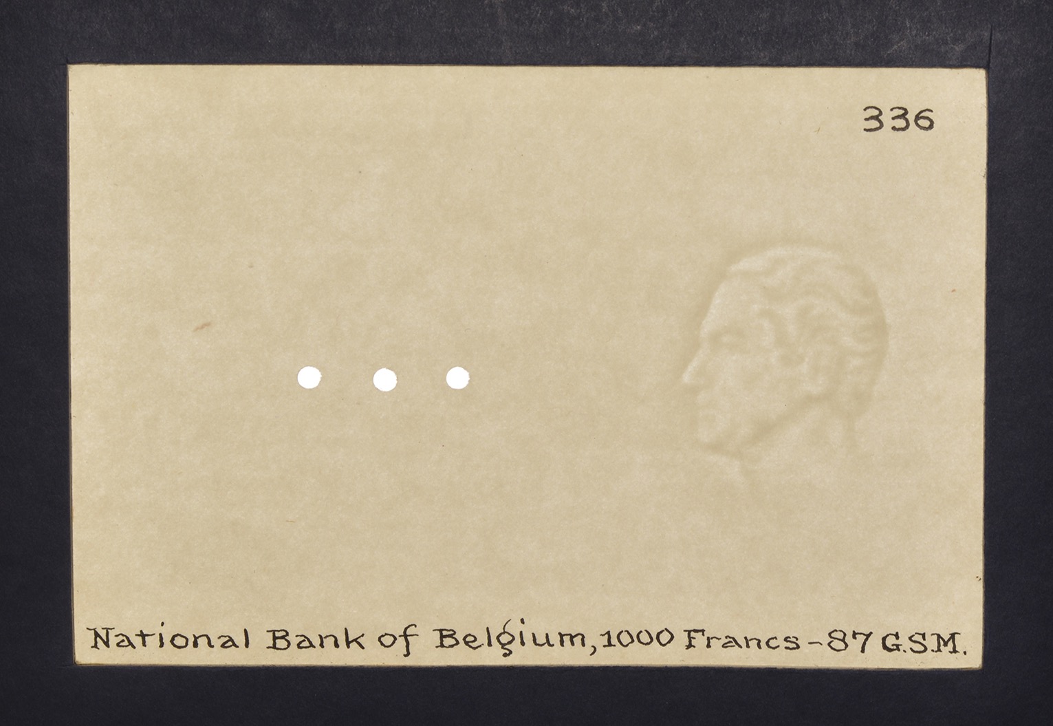 Banque Nationale de Belgique, watermarked papers for 100 Francs and 1000 Francs (4), issue... - Bild 5 aus 5